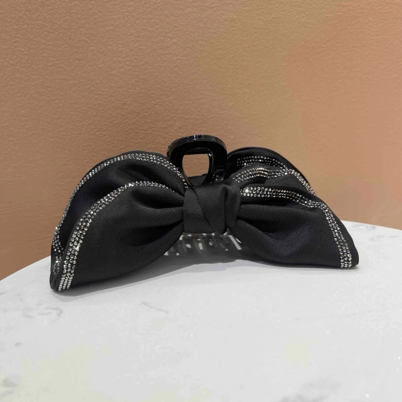 【小魏总珠宝】镶边蝴蝶结抓夹-11cm