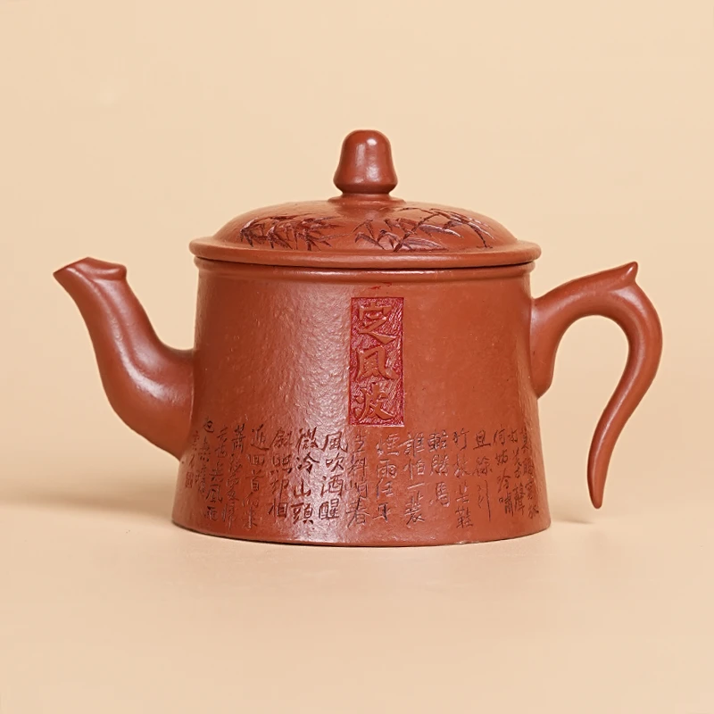 【闪购商品】刻绘定风波凤凰朱泥家用紫砂茶壶Z907