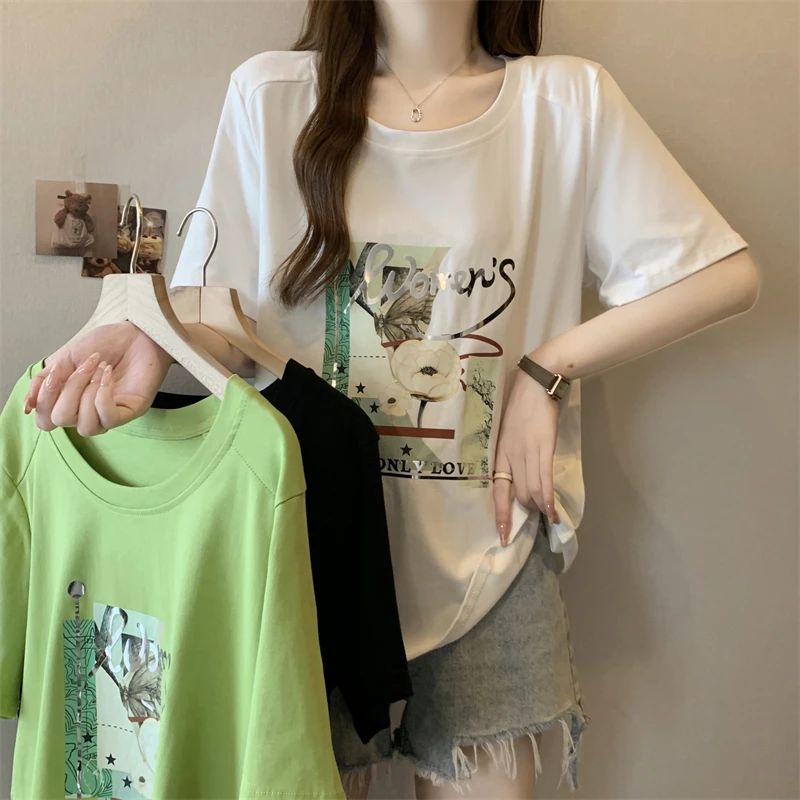 大码2024夏季新款宽松休闲显瘦印花T恤1127