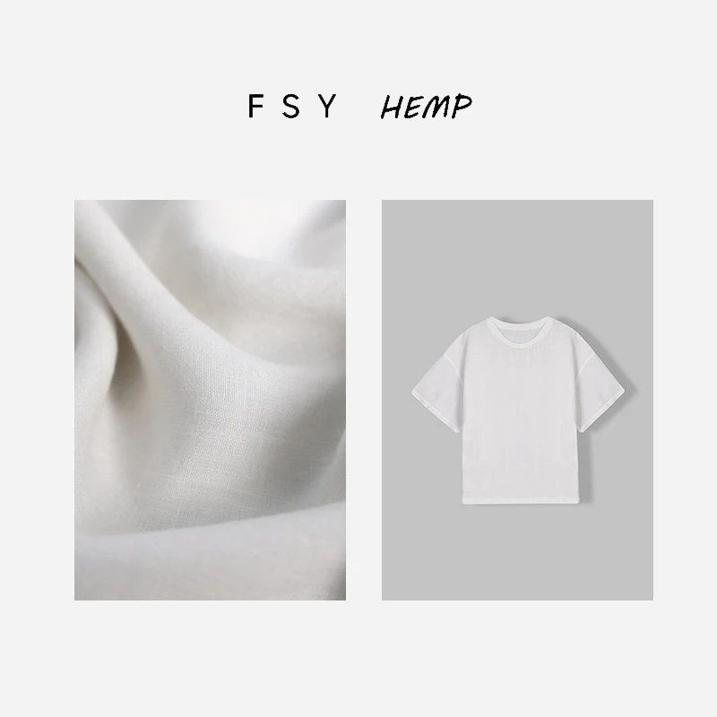 【重磅升级液氨纯汉麻T】100%汉麻T舒适透气螺纹圆领T恤FSY50464