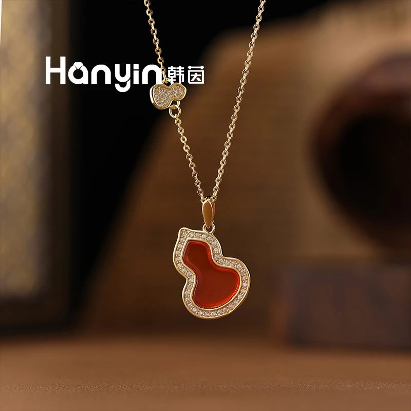 红玛瑙葫芦银S925项链AAA