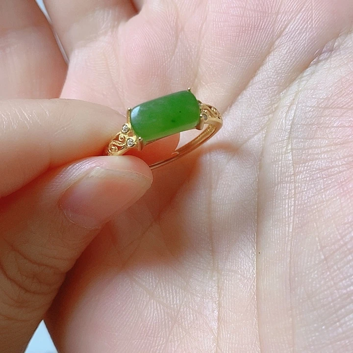 和田玉戒指银S925镶嵌