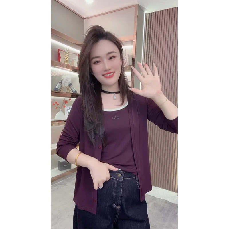 欧货2025早秋新款字母刺绣两件套背心+外套长袖洋气百搭气质上衣