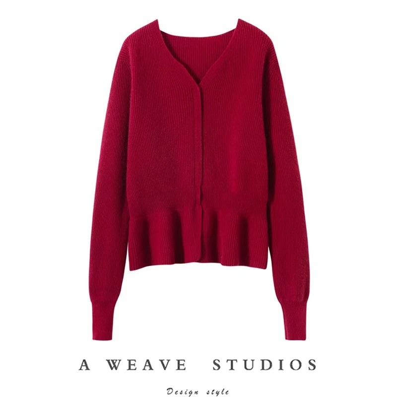 [100%纯羊绒衫]高级感法式名媛小香软糯外套女春秋短款针织开衫