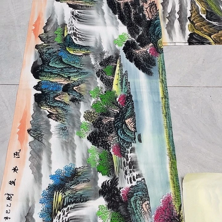 国画国画作品书法作品原稿180✖️70流水生财