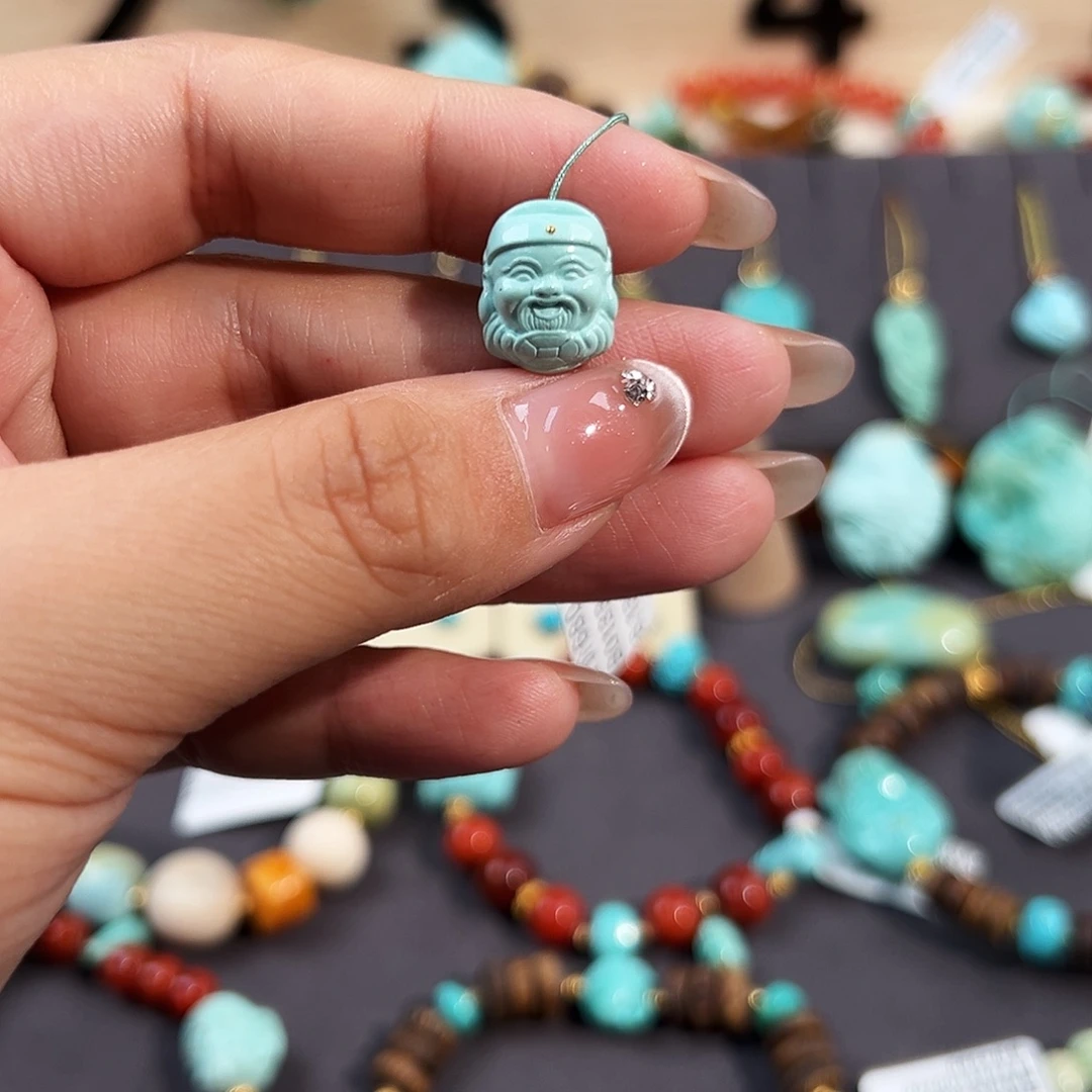 绿松石未镶嵌把件财神爷配饰