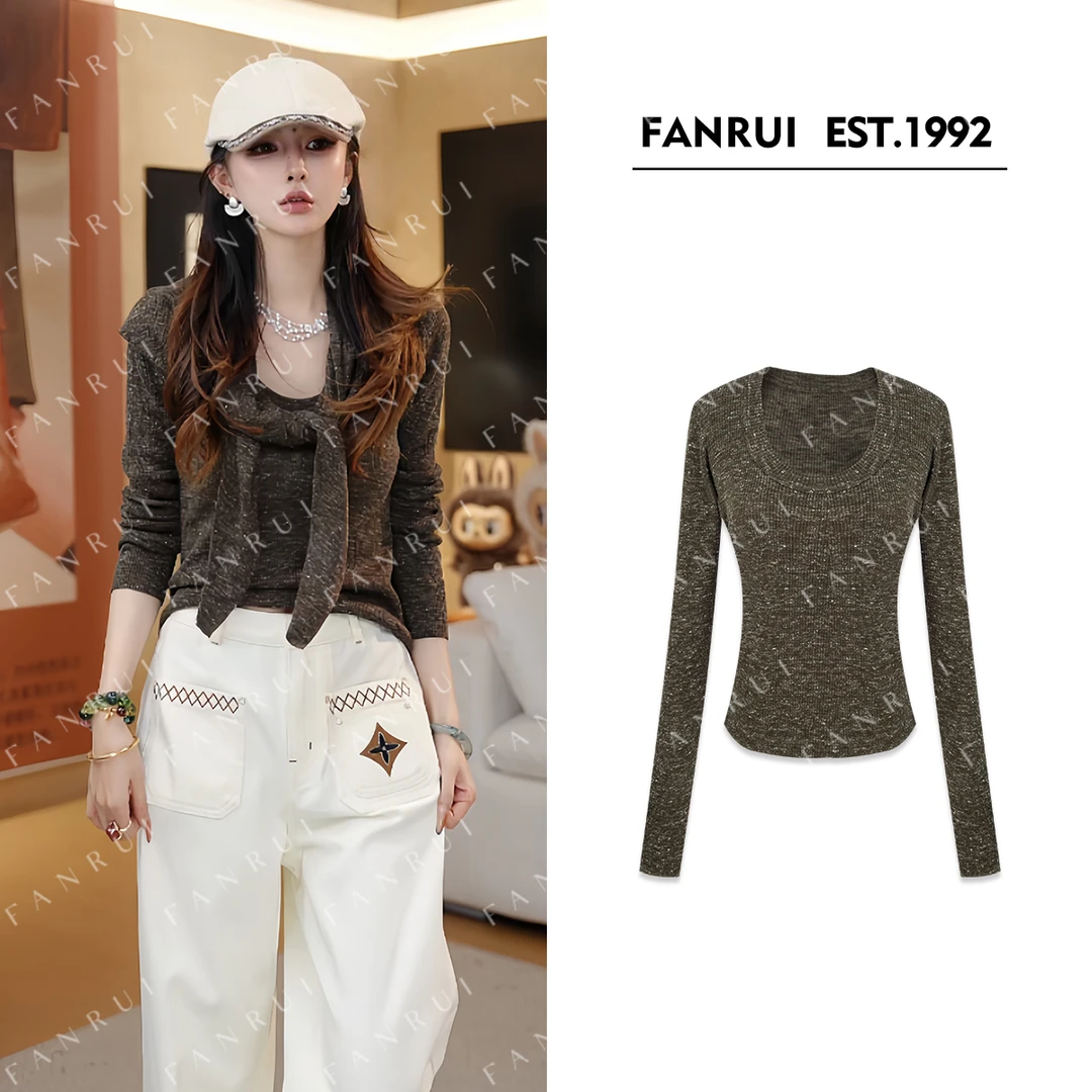 FANRUI/泛芮「沁心」亚麻混纺高级感百搭显瘦气质针织上衣女B17893