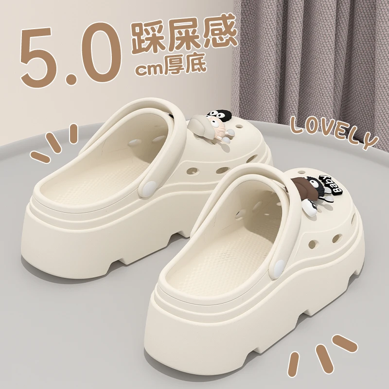 洞洞鞋女款夏季2025新款爆款外穿厚底防滑防臭eva包头半拖鞋女