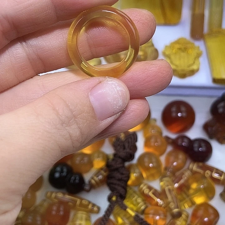琥珀未镶嵌吊坠(不含链)天然缅甸琥珀金珀指环