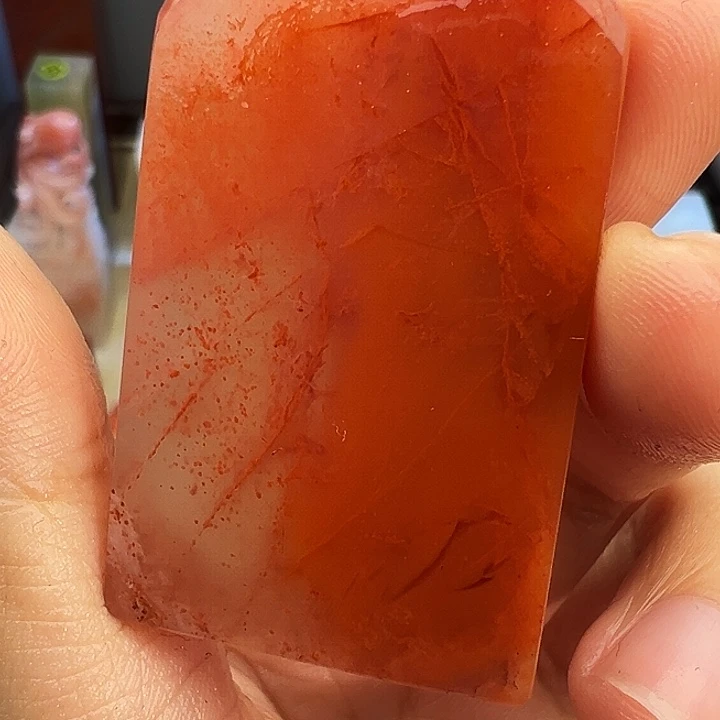 多***水寿山石印石玻璃底水冻桃花