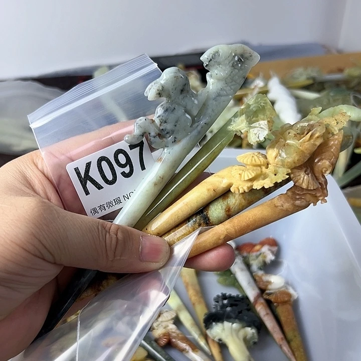 蛇纹石玉发饰合金甜*子
