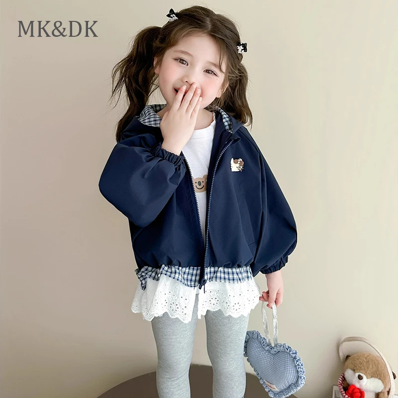 MK&DK女童外套秋装2025新款中小童春秋季洋气连帽女宝宝早秋上衣