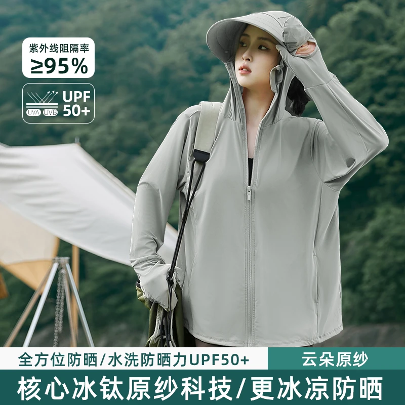 指尖款防晒衣女士夏季防紫外线户外运动UPF50+冰丝透气薄款防晒服