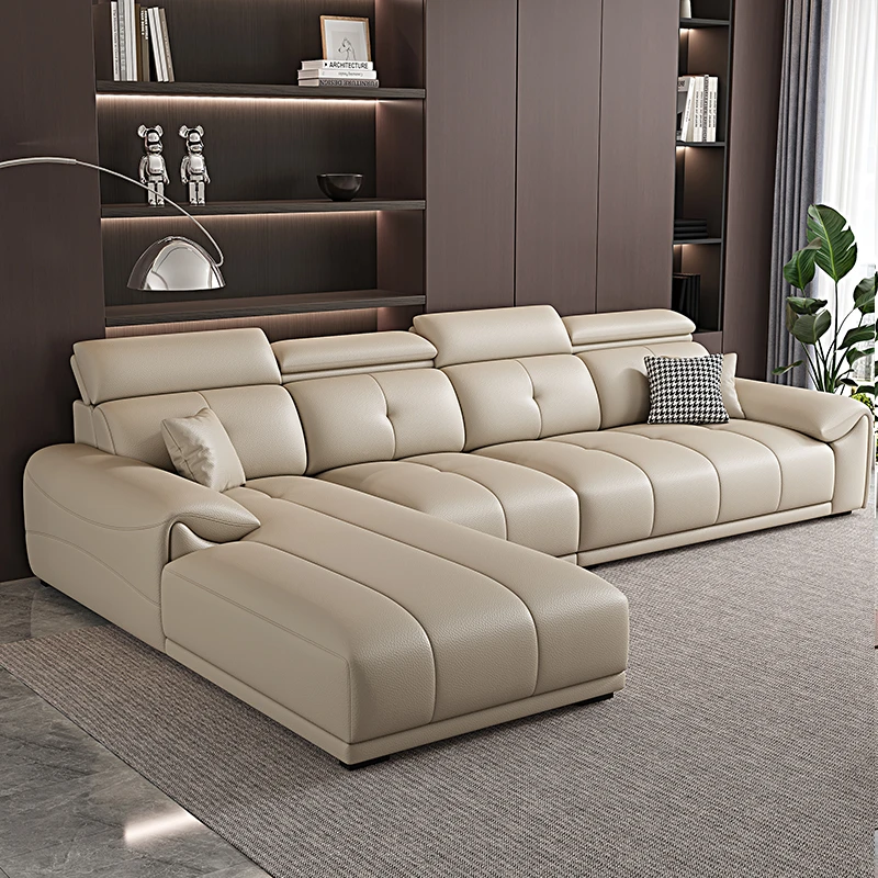 意式极简高靠真皮牛皮沙发客厅大小户型组合贵妃位皮艺新款爆款