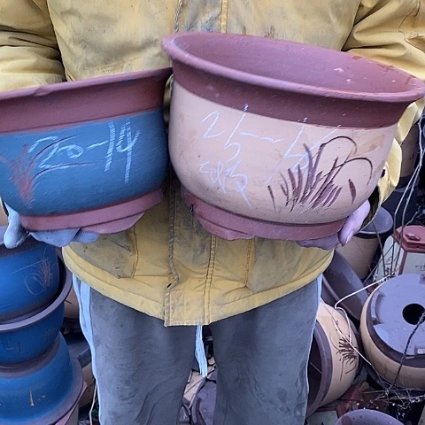 紫砂中国宜兴紫砂花盆，