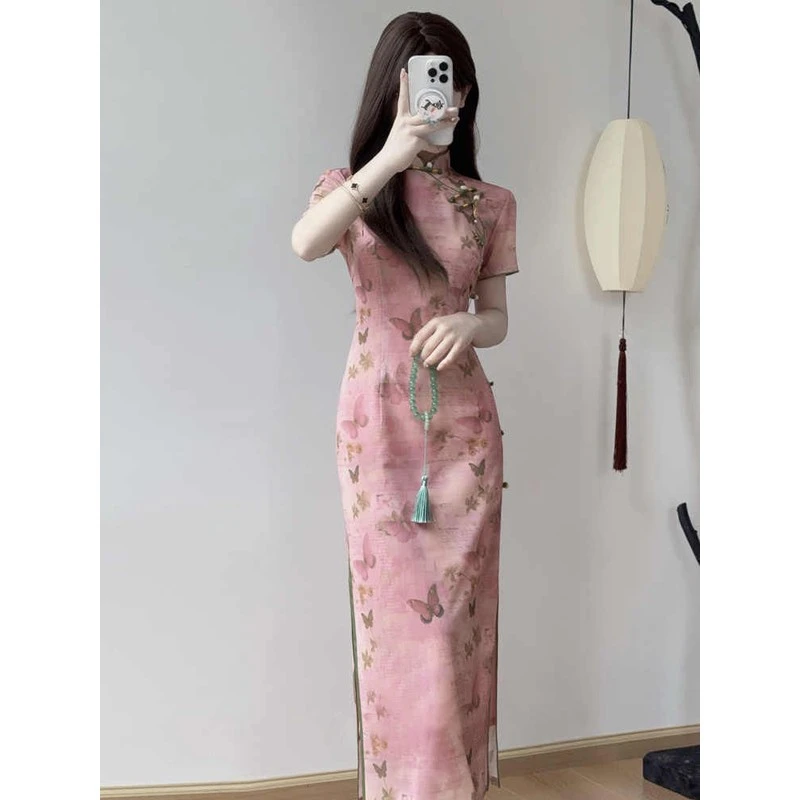 画报夫人原创《春心》新中式改良粉色旗袍年春夏季新款气质年轻款