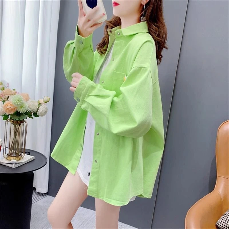 糖果色复古牛仔衬衫女春秋季2025新款宽松休闲设计感长袖外套上衣