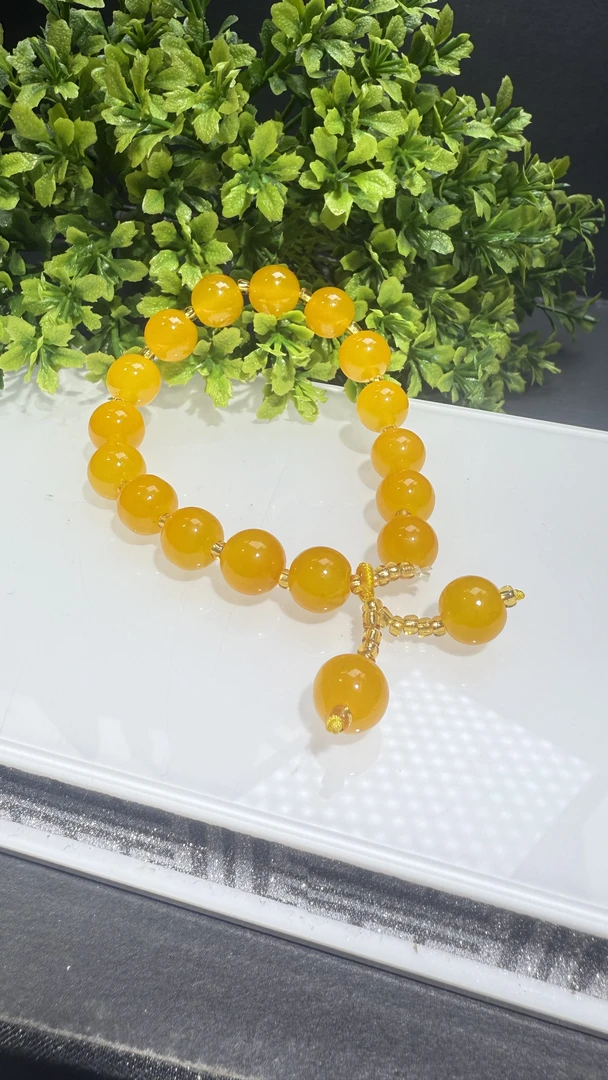 非金属珐琅手链 A223鸡油黄单圈手串