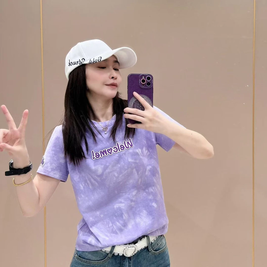 新款宽松创意短袖505235显瘦洋气休闲体恤半袖t恤圆领纯棉女款