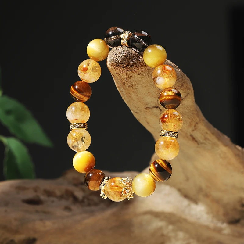 10MM金霸虎魄黄塔晶手串多样性发其一