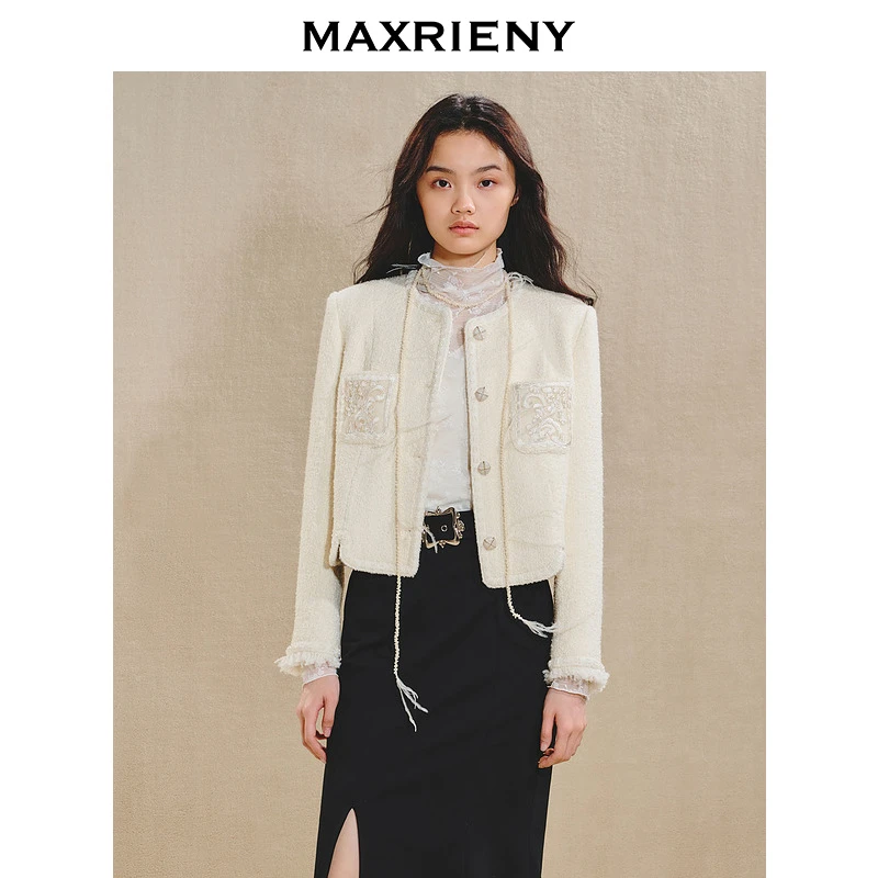 【蜜思仝】MAXRIENY馥白小香外套浪漫复古感千金上衣女秋