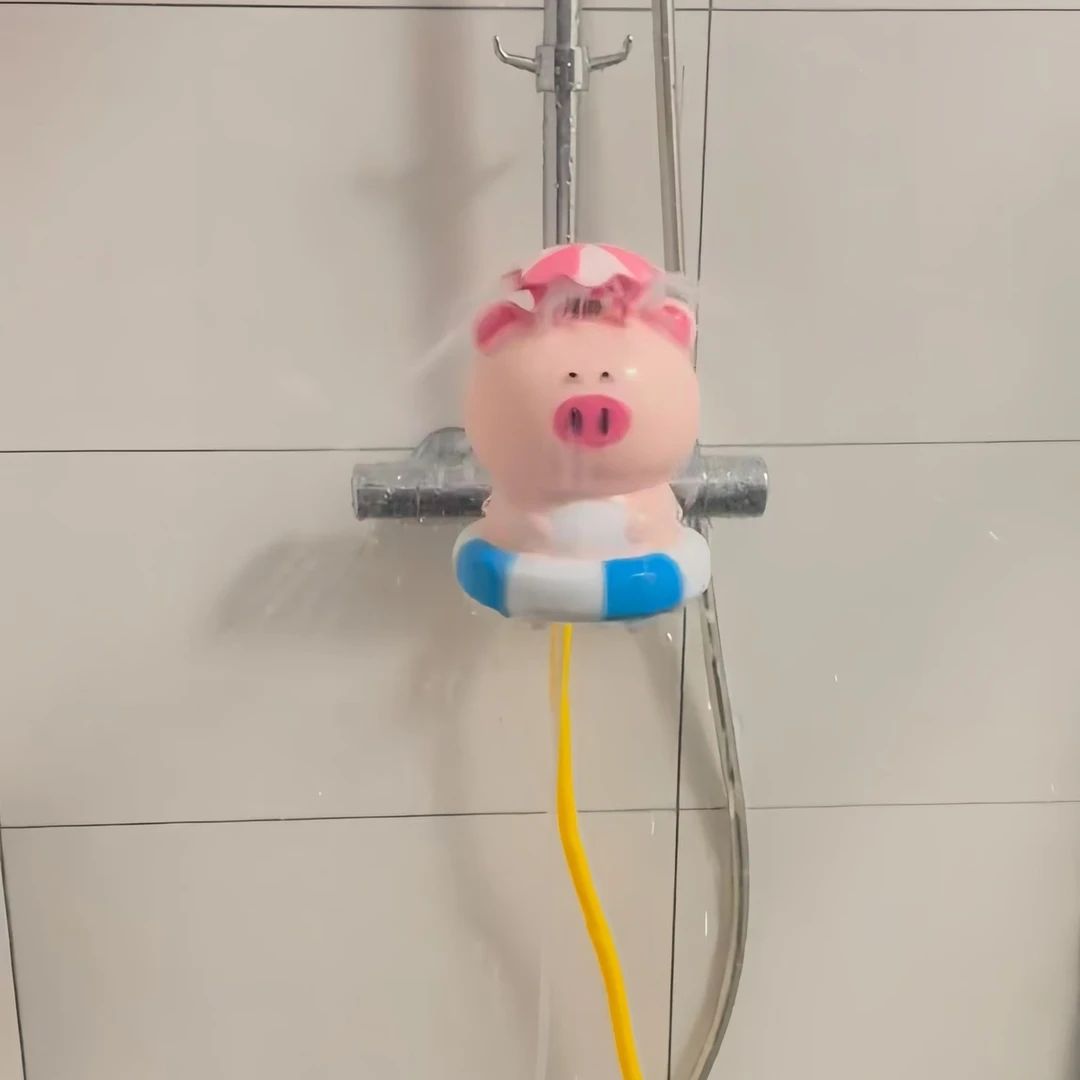 【洗澡的仪式感】弹射旋转飞天小猪戏水玩具儿童洗澡趣味洒水器新