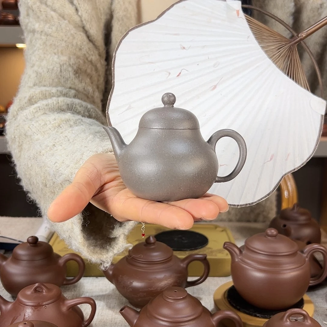 紫砂茶壶偷****马梨式 清灰 150cc