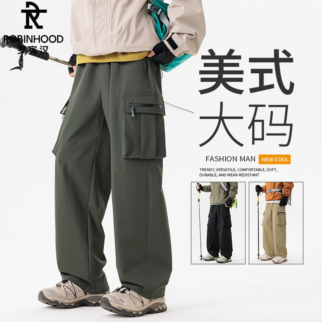 ROBINHOOD/罗宾汉防水工装裤男大码美式耐磨直筒裤宽松阔腿休闲裤