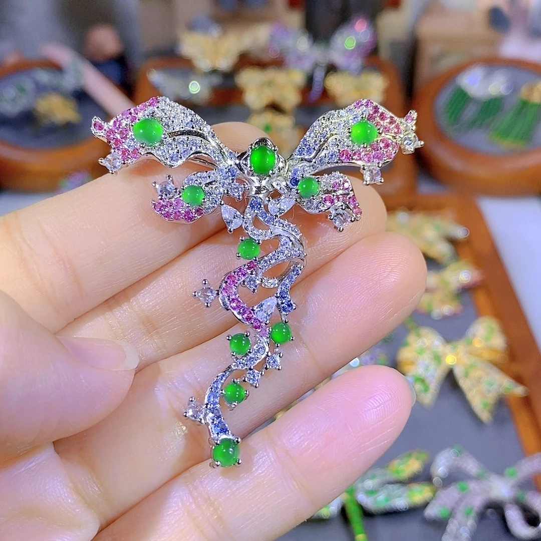 颈饰银S925镶嵌翡翠