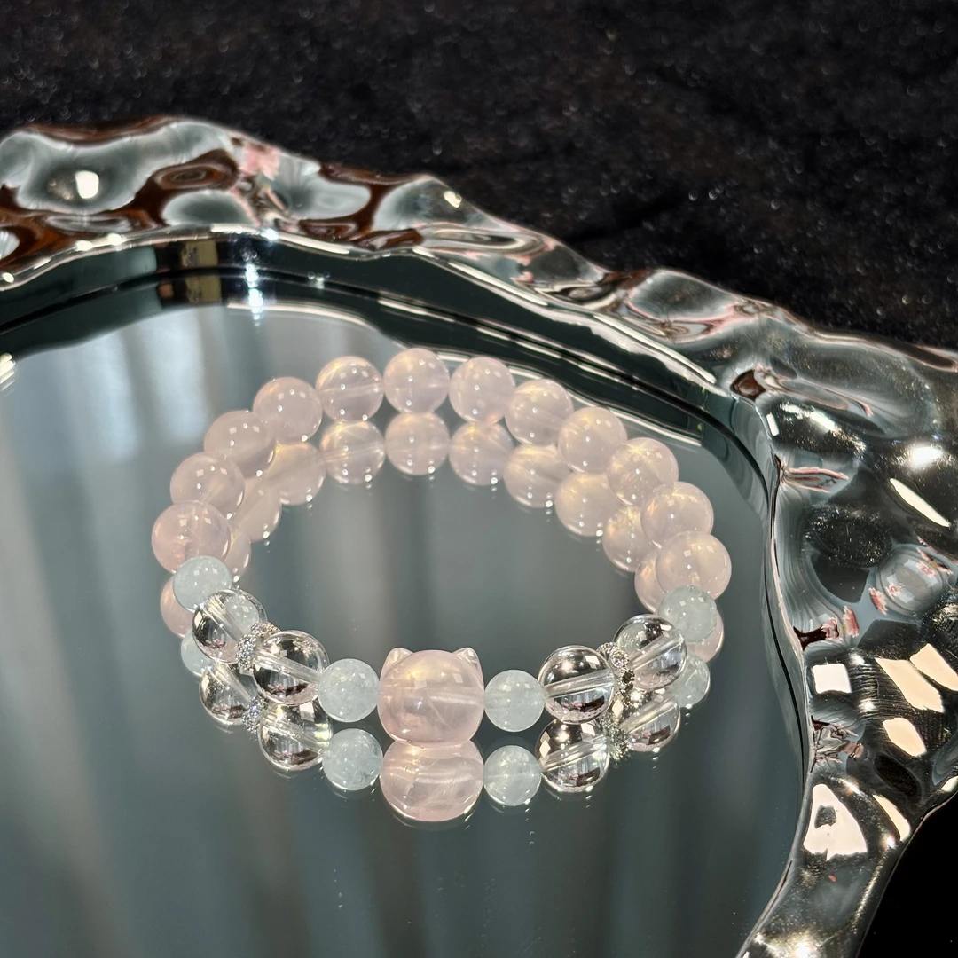 【小猫蛋挞】天然粉水晶手串多样性发货 发其一Z-031