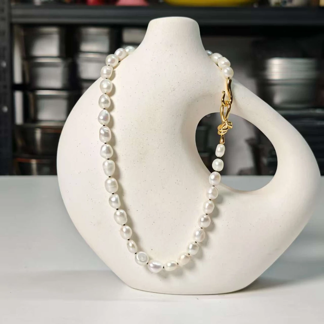 【42cm】摩瑟DP【打结不规则大珠珠链子】JCDF花瓶摆件玻璃花盆