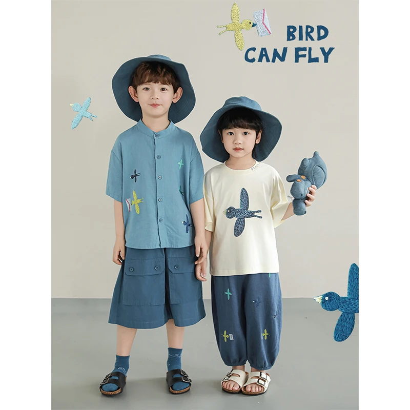 YOEHYAUL/幼悠夏四波【派送清凉】无感印花信鸽使者系列T恤 N6266