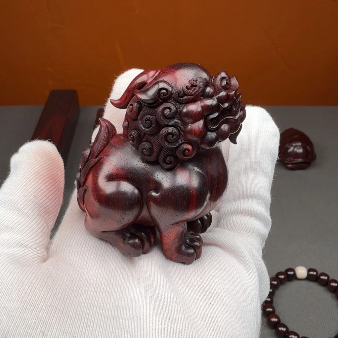 T***n小叶紫檀手串/手链琴料貔貅湘工石争