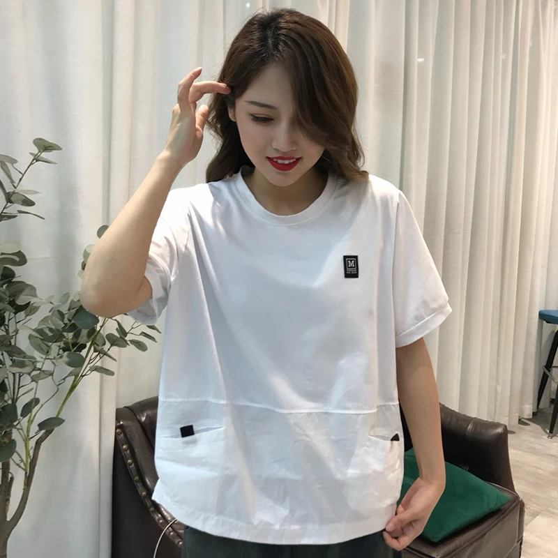 气质百搭圆领短袖t恤女2025年夏季新款宽松休闲柔软舒适大码上衣