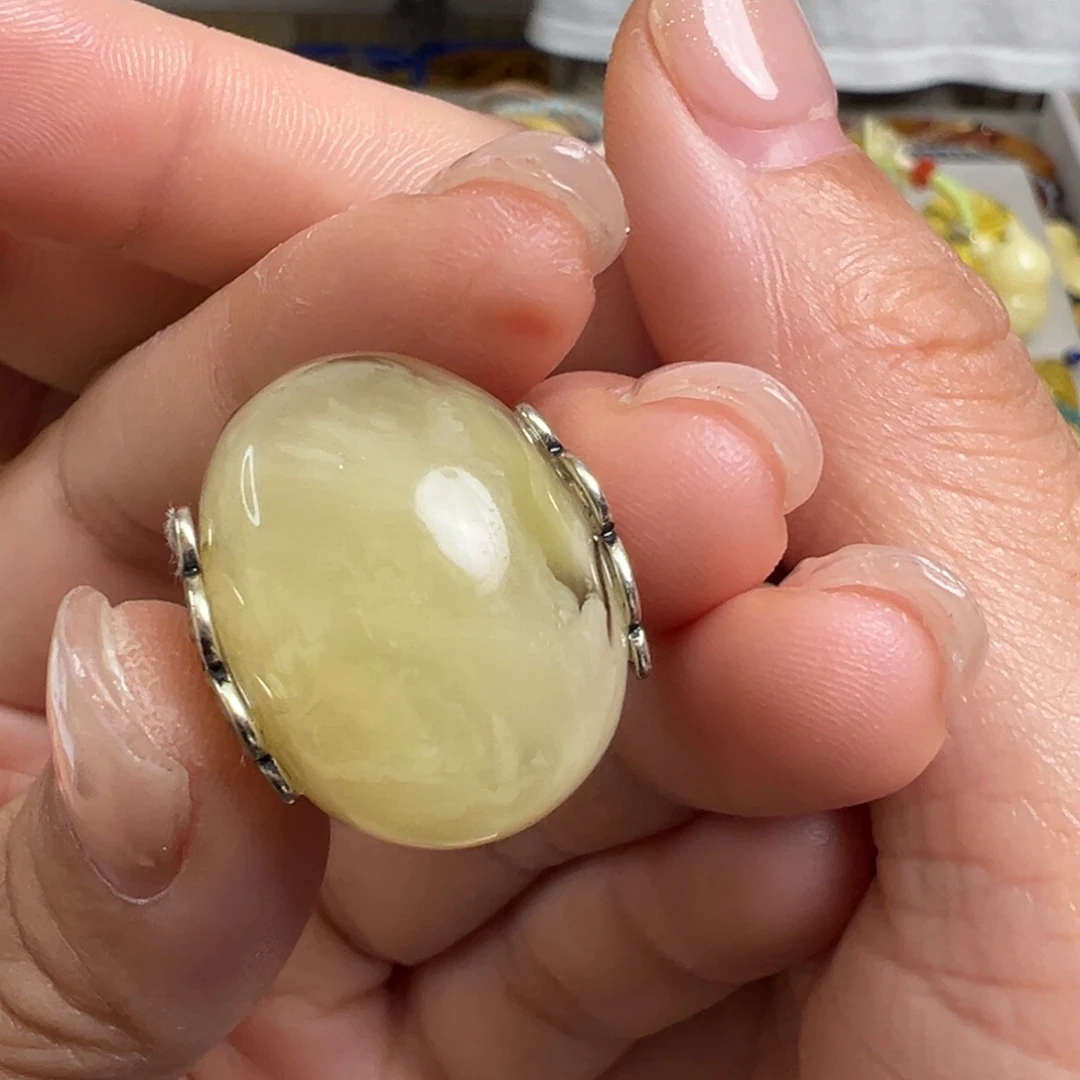裸石蜜蜡银S925镶嵌蜜蜡