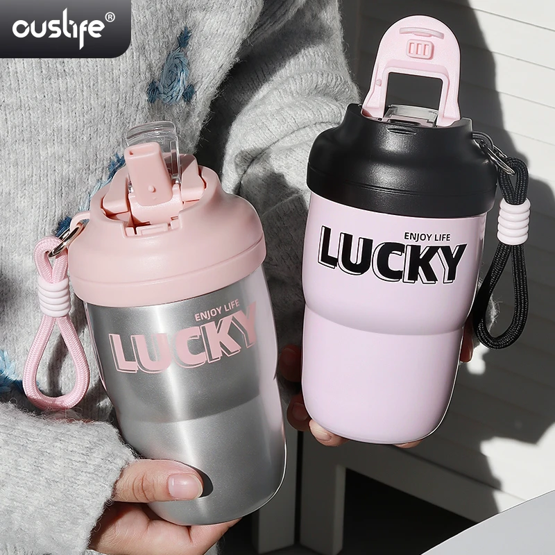 保温杯女学生水杯大容量咖啡杯便携高颜值茶水分离杯网红吸管杯子