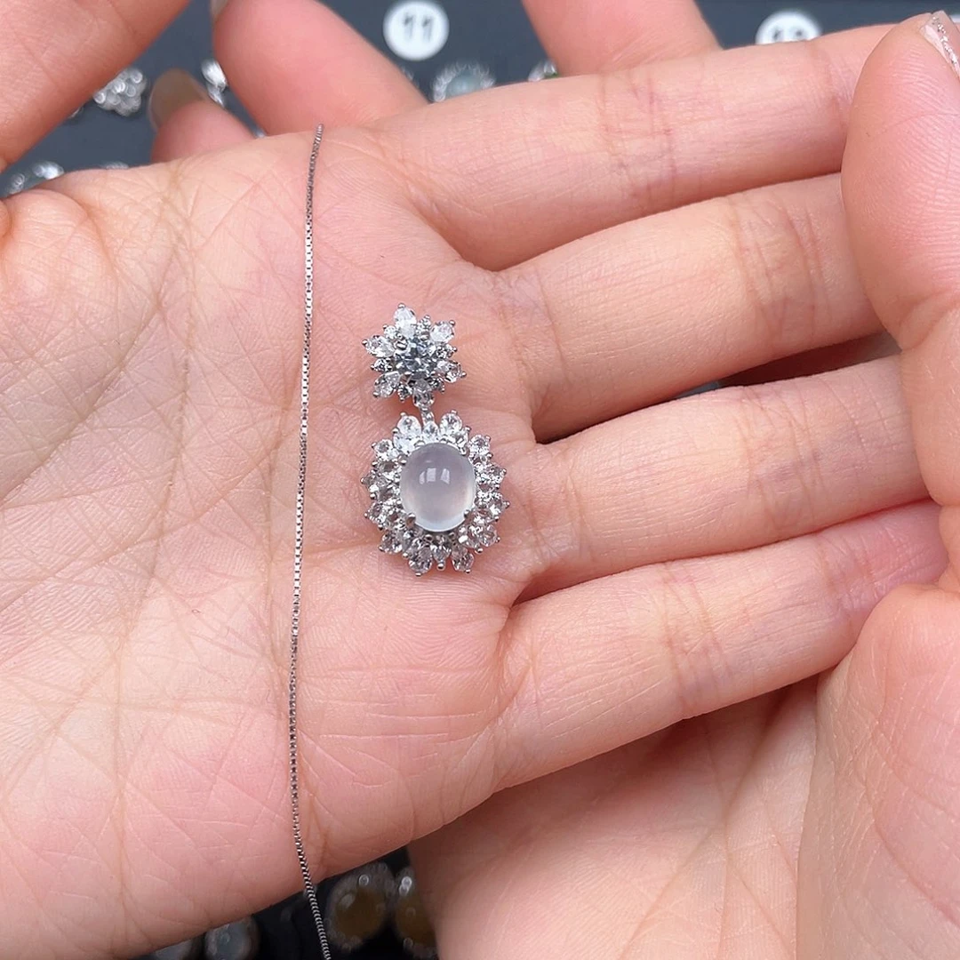 翡翠银S925镶嵌耳饰0000