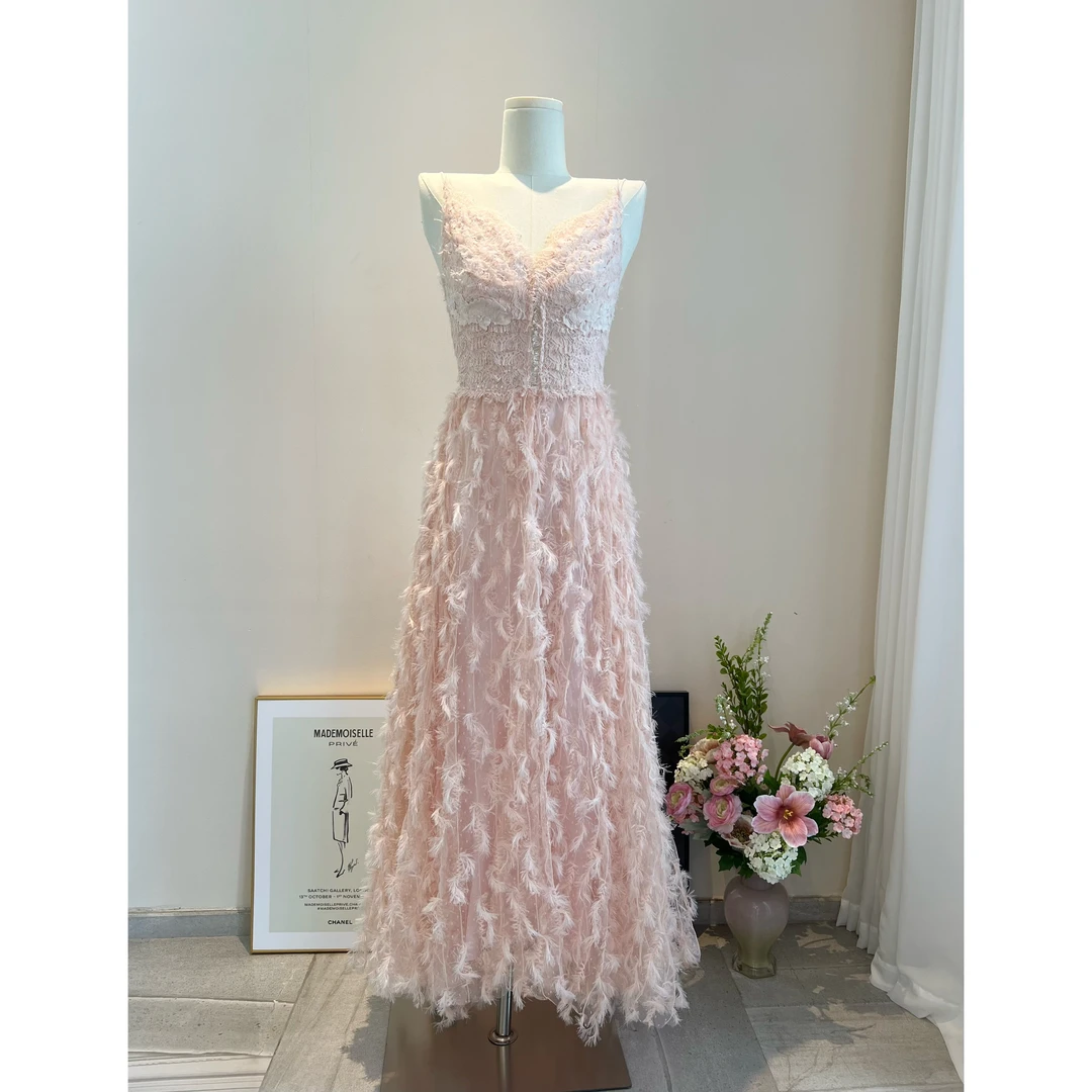 XUAN/【白天鹅】春夏轻奢重工设计感蕾丝吊带仙女优雅显瘦连衣裙