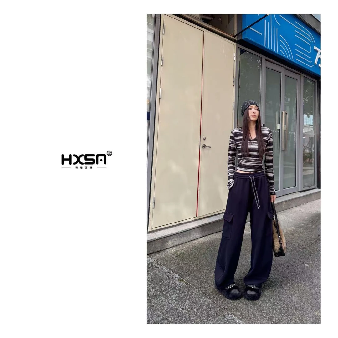 （现+预）HXSM「糯米工装裤」秋冬抽绳帅酷工装裤9228