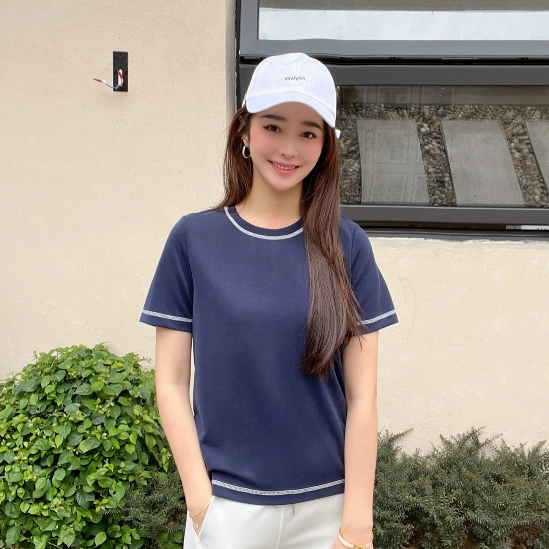 【奇季】“冰凉一夏”2024夏季新款休闲简约T恤女上衣68133