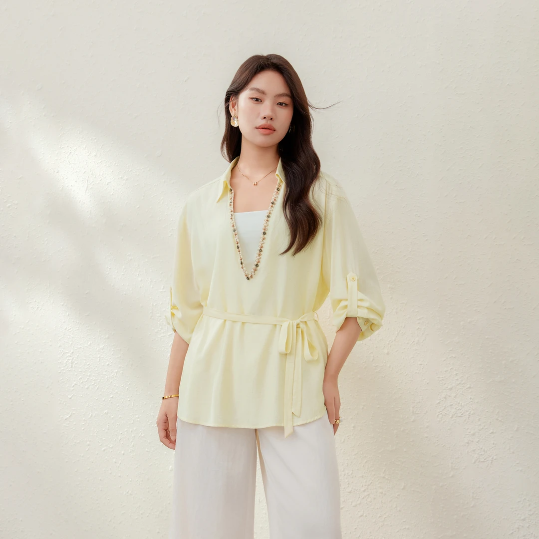 【时髦别致衬衫】纤莉秀E大码女装个性优雅简约百搭衬衫QK2757