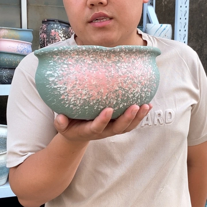 紫砂花盆口20高11瑕疵