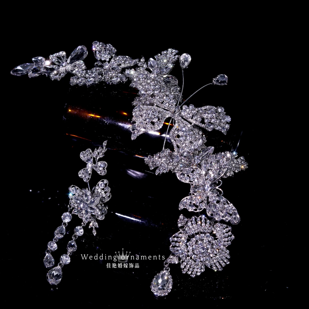 7019精致就经典白纱礼服边夹新娘头饰