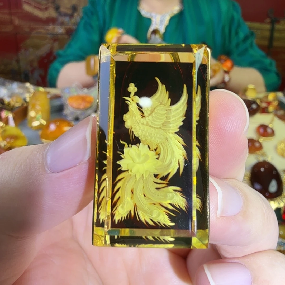 琥珀银S925镀金镶嵌戒指