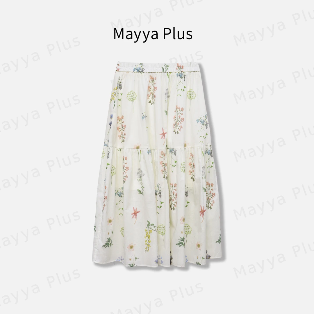 【森野画布】Mayya Plus麦芽定制度假风高腰半身裙碎花裙子32527263