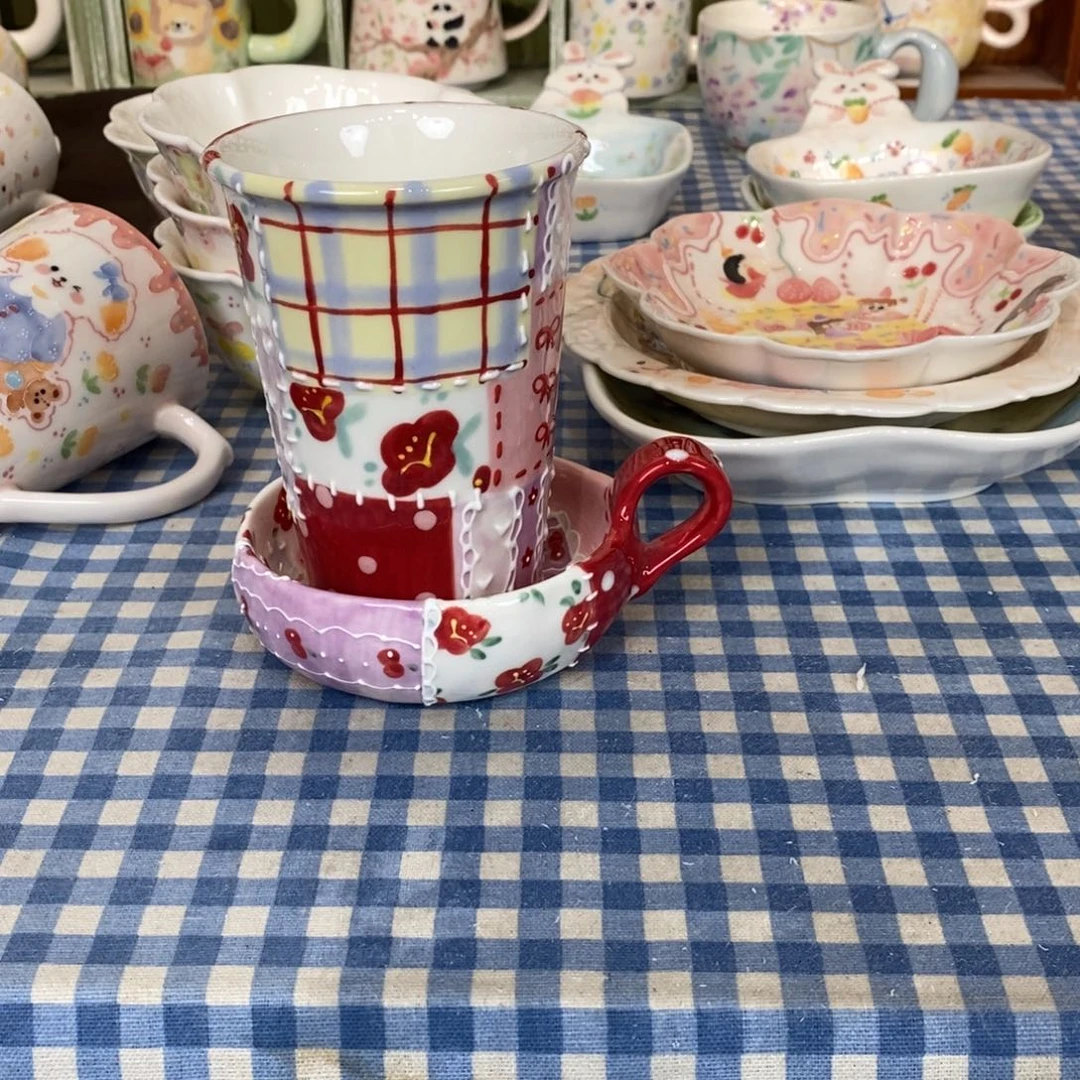 瓷片苗*子红色拼布两个福利价格