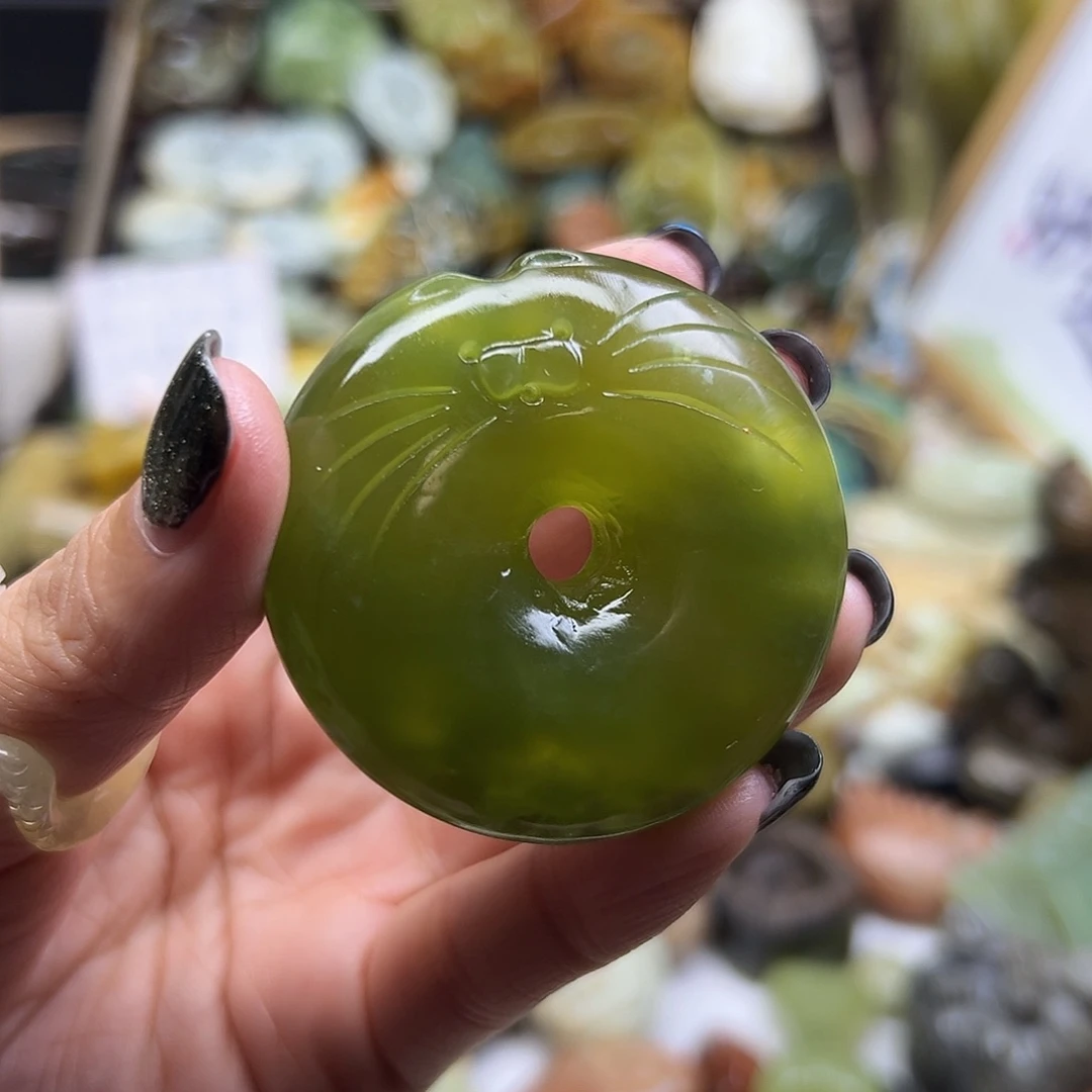 穿***期未镶嵌岫玉颈饰青提猫