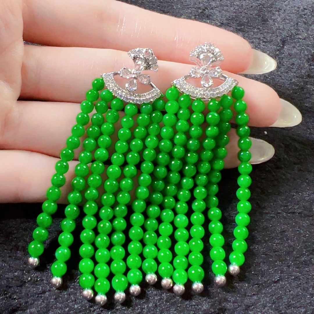 翡翠18K金镶嵌耳饰签收后24小时鉴赏期，过时不退