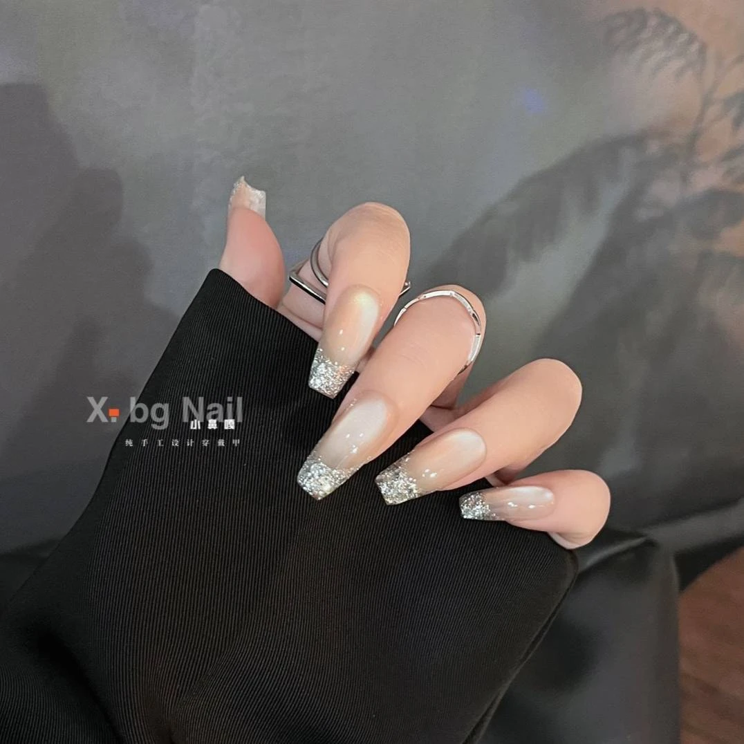 【冰雪奇缘】X_bg Nail小鼻嘎水润婚甲亮片法式穿戴甲多甲型可选