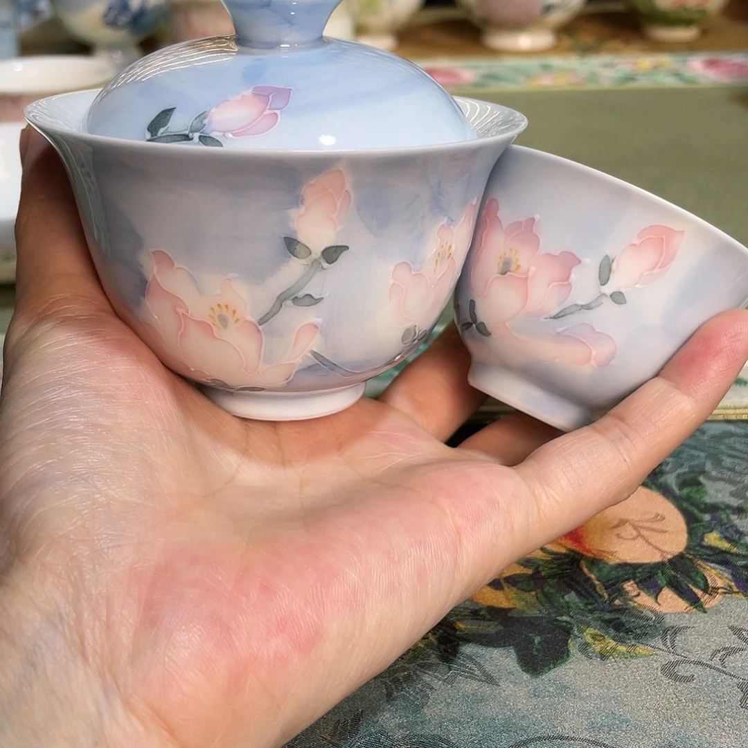 【闪购商品】雾漫玉兰福灵盖碗➕福灵茶杯